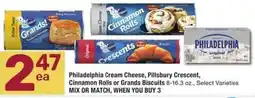 Albertsons Philadelphia Cream Cheese, Pillsbury Crescent, Cinnamon Rolls or Grands Biscuits offer