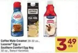 Albertsons Coffee Mate Creamer Lucerne Egg or Southern Comfort Egg Nog offer