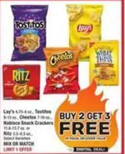Albertsons Lay's, Tostitos, Cheetos, and Nabisco Snack Crackers. offer