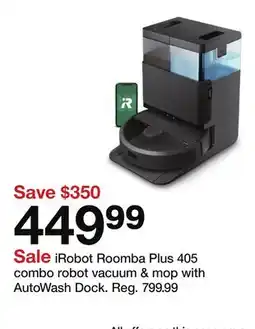 Target iRobot Roomba Plus 405 combo robot vacuum & mop with AutoWash Dock offer