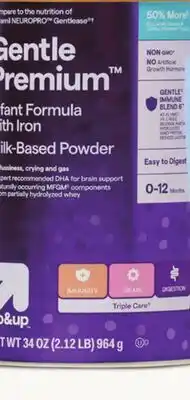 Target Gentle Premium Powder Infant Formula 34oz. up&up offer