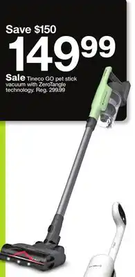 Target Tineco GO pet stick vacuum with ZeroTangle technology offer