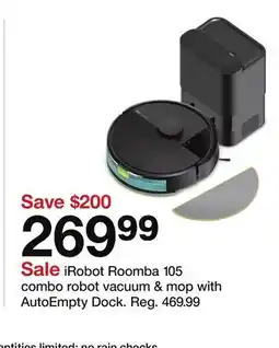 Target iRobot Roomba 105 combo robot vacuum & mop with AutoEmpty Dock offer