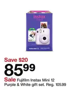 Target Fujifilm Instax Mini 12 Purple & White gift set offer