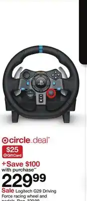 Target Logitech G29 Driving Force racing wheel and pedals offer