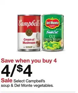 Target Select Campbell's soup & Del Monte vegetables offer