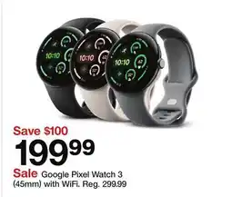 Target Google Pixel Watch 3 (45mm) with WiFi offer