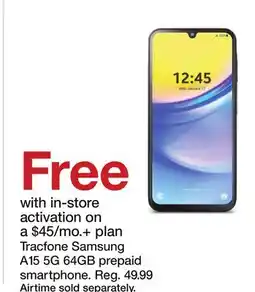 Target Tracfone Samsung A15 5G 64GB prepaid smartphone offer