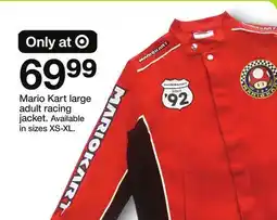 Target Mario Kart large adult racing jacket offer