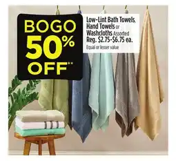 Dollar General Low-Lint Bath Towels, Hand Towels or Washcloths offer