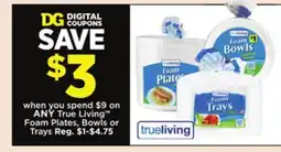 Dollar General True Living Foam Plates, Bowls or Trays offer