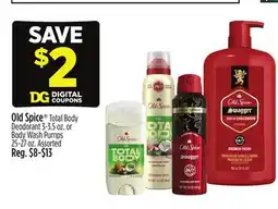 Dollar General Old Spice Total Body Deodorant 3-3.5 oz. or Body Wash Pumps 25-27 oz offer