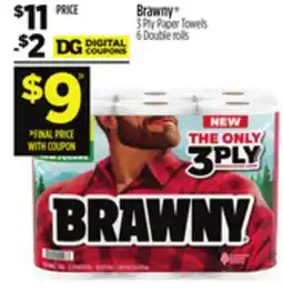 Dollar General Brawny 3 Ply Paper Towels offer