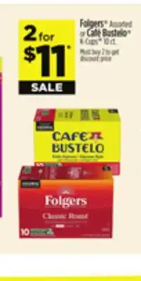 Dollar General Folgers Assorted or Café Bustelo K-Cups offer