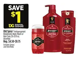 Dollar General Old Spice Antiperspirant Deodorant, Body Wash or Hair Care offer