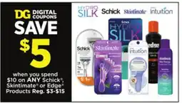Dollar General Schick , Skintimate or Edge Products offer