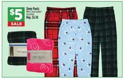 Dollar General Sleep Pants Men's and Ladies' offer