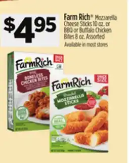 Dollar General Farm Rich Mozzarella Cheese Sticks or BBQ or Buffalo Chicken Bites offer
