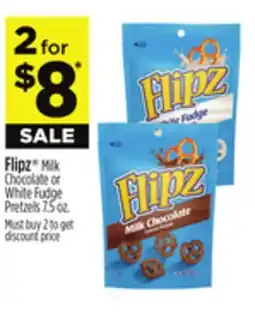 Dollar General Flipz Milk Chocolate or White Fudge Pretzels offer