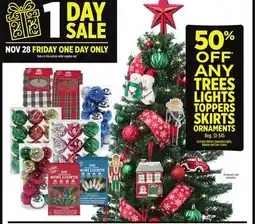 Dollar General TREES LIGHTS TOPPERS SKIRTS ORNAMENTS offer