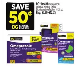 Dollar General DG health Omeprazole Original, Mint or Orally Disintegrating Tablets offer