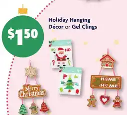 Family Dollar Holiday Hanging Décor or Gel Clings offer