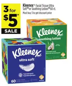 Dollar General Kleenex Facial Tissue Ultra SoftTM or Soothing LotionTM offer
