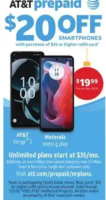 Family Dollar AT&T Verge 2 & Motorola moto g play Smartphones offer