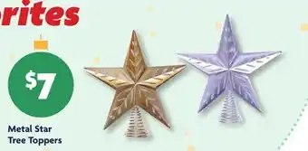 Family Dollar Metal Star Tree Toppers offer