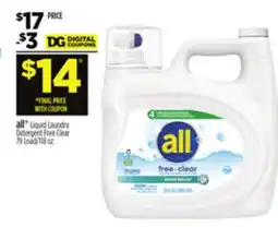 Dollar General all Liquid Laundry Detergent Free Clear offer