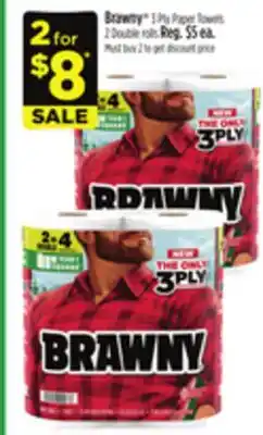 Dollar General Brawny 3 Ply Paper Towels 2 Double rolls offer
