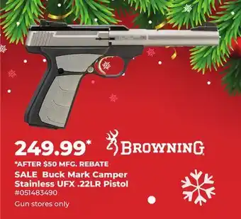 Runnings Buck Mark Camper Stainless UFX. 22LR Pistol offer