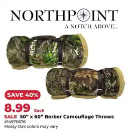 Runnings NORTHPOINT 50 x 60 Berber Camouflage Throws offer