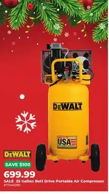 Runnings DEWALT 25 Gallon Belt Drive Portable Air Compressor offer