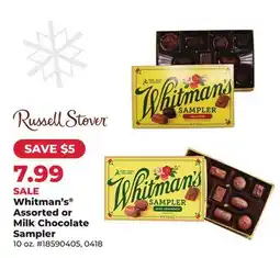 Runnings Whitman's Assorted or Milk Chocolate Sampler offer