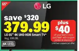 Meijer LG 65" 4K UHD HDR Smart TV offer
