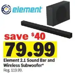 Meijer Element 2.1 Sound Bar and Wireless Subwoofer offer