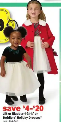 Meijer Lilt or Blueberri Girls' or Toddlers' Holiday Dresses offer
