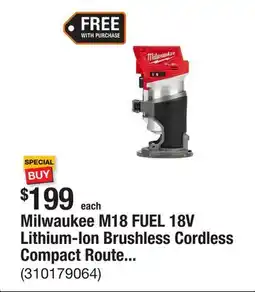 The Home Depot Milwaukee M18 FUEL 18V Lithium-Ion Brushless Cordless Compact Router (Tool-Only) offer