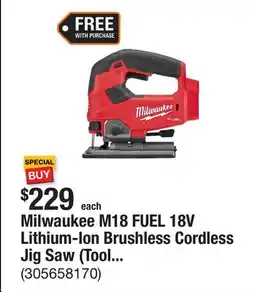 The Home Depot Milwaukee M18 FUEL 18V Lithium-Ion Brushless Cordless Jig Saw (Tool-Only) offer