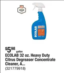 The Home Depot ECOLAB 32 oz. Heavy Duty Citrus Degreaser Concentrate Cleaner, Attacks Grease and Grime offer