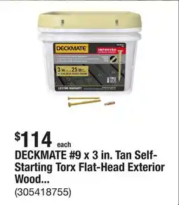 The Home Depot DECKMATE #9 x 3 in. Tan Self-Starting Torx Flat-Head Exterior Wood Deck Screws (25 lb./1543-Piece) offer