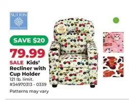 Runnings Kids' Recliner with Cup Holder offer