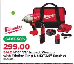 Runnings M18 1/2 Impact Wrench with Friction Ring & M12 3/8 Ratchet offer