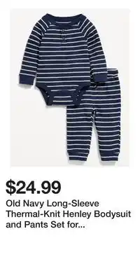 Old Navy Old Navy Long-Sleeve Thermal-Knit Henley Bodysuit and Pants Set for Baby offer