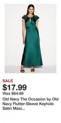 Old Navy Old Navy The Occasion by Old Navy Flutter-Sleeve Keyhole Satin Maxi Dress offer