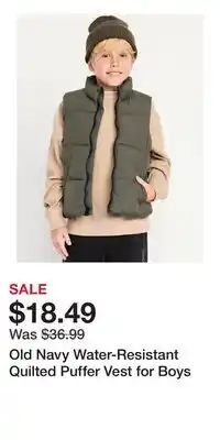 Old Navy Old Navy Water-Resistant Quilted Puffer Vest for Boys offer