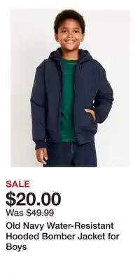 Old Navy Old Navy Water-Resistant Hooded Bomber Jacket for Boys offer