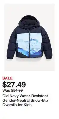 Old Navy Old Navy Water-Resistant Gender-Neutral Snow-Bib Overalls for Kids offer