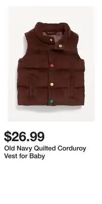 Old Navy Old Navy Quilted Corduroy Vest for Baby offer